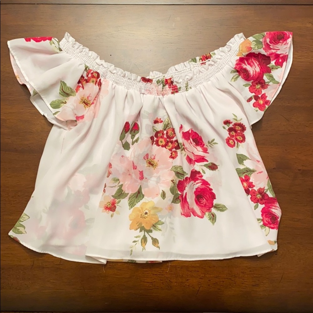 Floral off the shoulder shirt